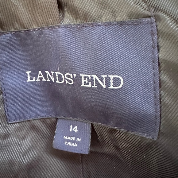 Lands' End Black and White Checkered Houndstooth Toggle Coat Size 14 Wool blend - Picture 7 of 8